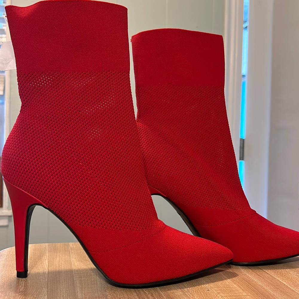 Red ankle boots
